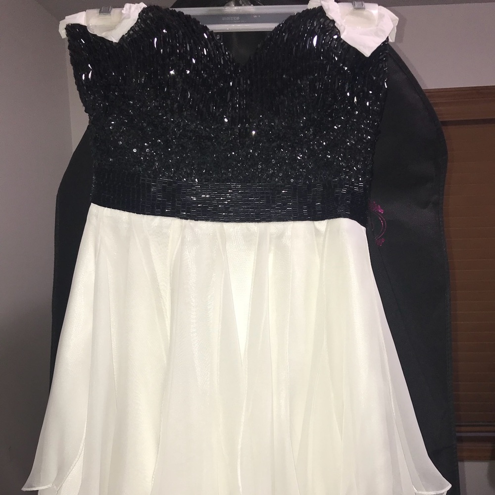 Black and white formal dance dress